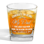 Forever Grateful For You, Dad - Family Personalized Custom Square Whiskey Glass - Gift For Dad
