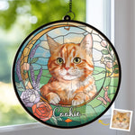 Custom Photo Love You Forever - Memorial Personalized Window Hanging Suncatcher Ornament - Sympathy Gift For Pet Owners, Pet Lovers