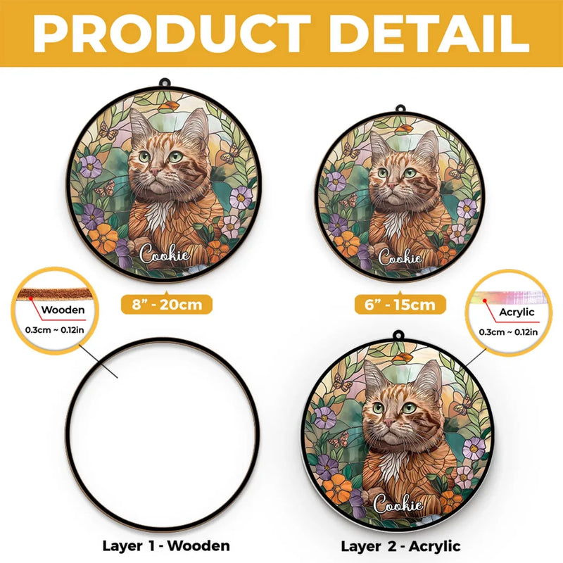 Custom Photo A Cat’s Love Is Never Forgotten - Memorial Personalized Window Hanging Suncatcher Ornament - Sympathy Gift For Pet Owners, Pet Lovers