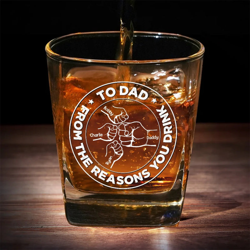 From The Reason You Drink - Family Personalized Custom Square Whiskey Glass - Gift For Family Members