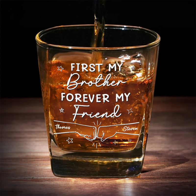 Forever My Friend - Family Personalized Custom Square Whiskey Glass - Gift For Family Members