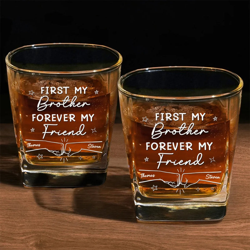 Forever My Friend - Family Personalized Custom Square Whiskey Glass - Gift For Family Members