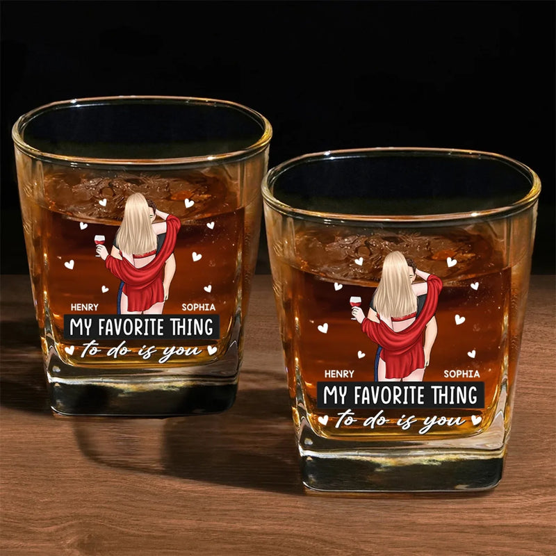 You’re My Favorite Decision - Couple Personalized Custom Square Whiskey Glass - Gift For Husband Wife, Anniversary