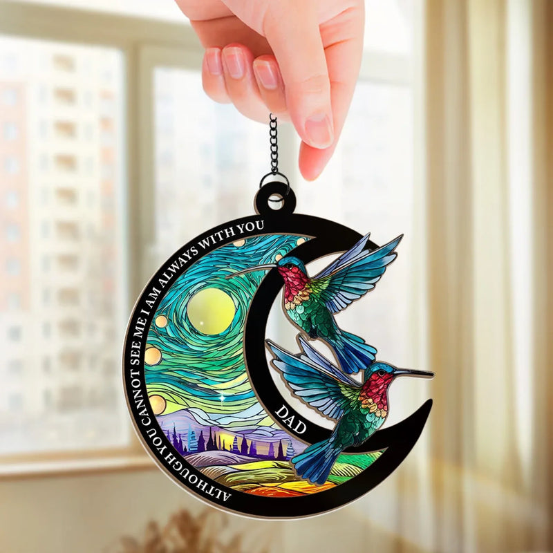 Always With Us In Spirit - Memorial Personalized Window Hanging Suncatcher Ornament - Sympathy Gift For Family Members