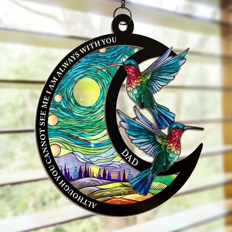 Always With Us In Spirit - Memorial Personalized Window Hanging Suncatcher Ornament - Sympathy Gift For Family Members