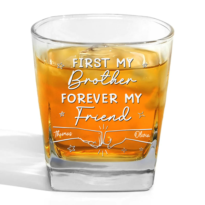 Forever My Friend - Family Personalized Custom Square Whiskey Glass - Gift For Family Members