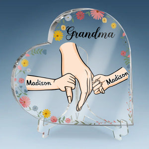 The Bond We Share Is My Greatest Gift - Family Personalized Custom Heart Shaped Acrylic Plaque - Gift For Mom, Grandma