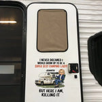 Here I Am, Owning It - Camping Personalized Custom RV Decal - Gift For Women, Camping Lovers