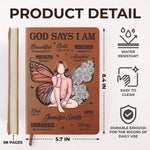 I Am As Strong As God Says - Family Personalized Custom Leather Journal - Gift For Women