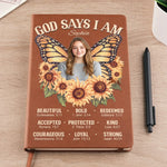 Custom Photo Name Christian Butterfly Gifts for Girls - Personalized Leather Journal