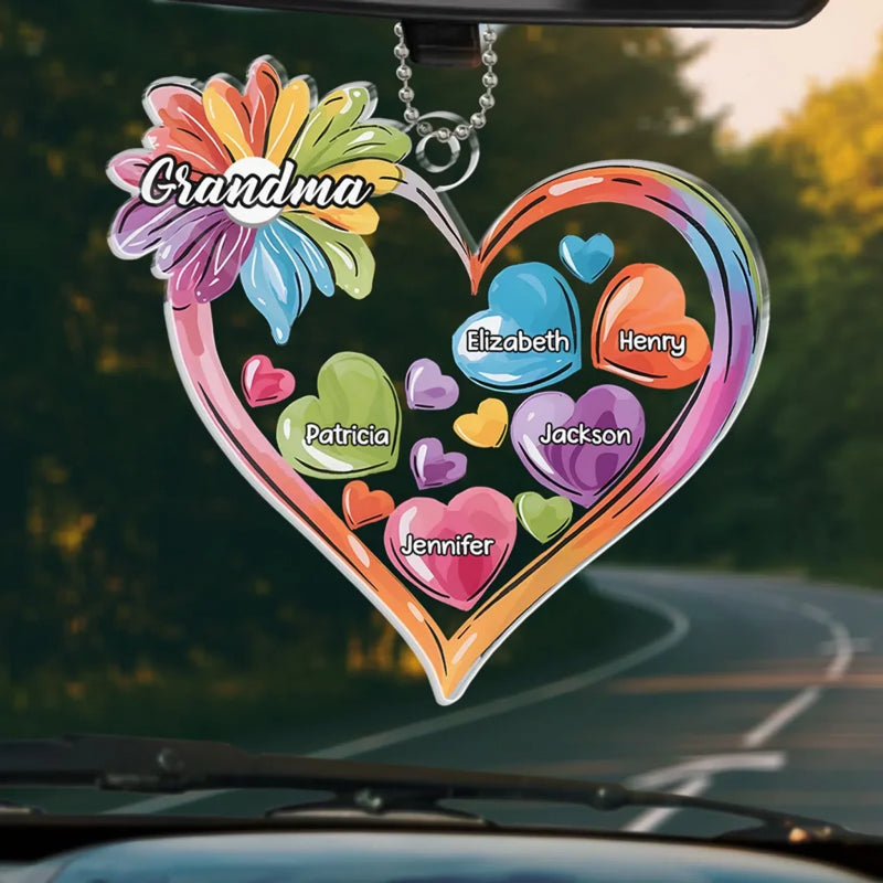 Grandkids Make Every Moment Extraordinary - Family Personalized Custom Car Ornament - Acrylic Custom Shaped - Gift For Mom, Grandma