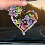Grandkids Keep The Heart Young - Family Personalized Custom Car Ornament - Acrylic Custom Shaped - Gift For Mom, Grandma