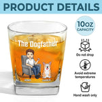 Together With Our Beloved Father - Dog & Cat Personalized Custom Square Whiskey Glass - Gift For Dad, Dog Lovers