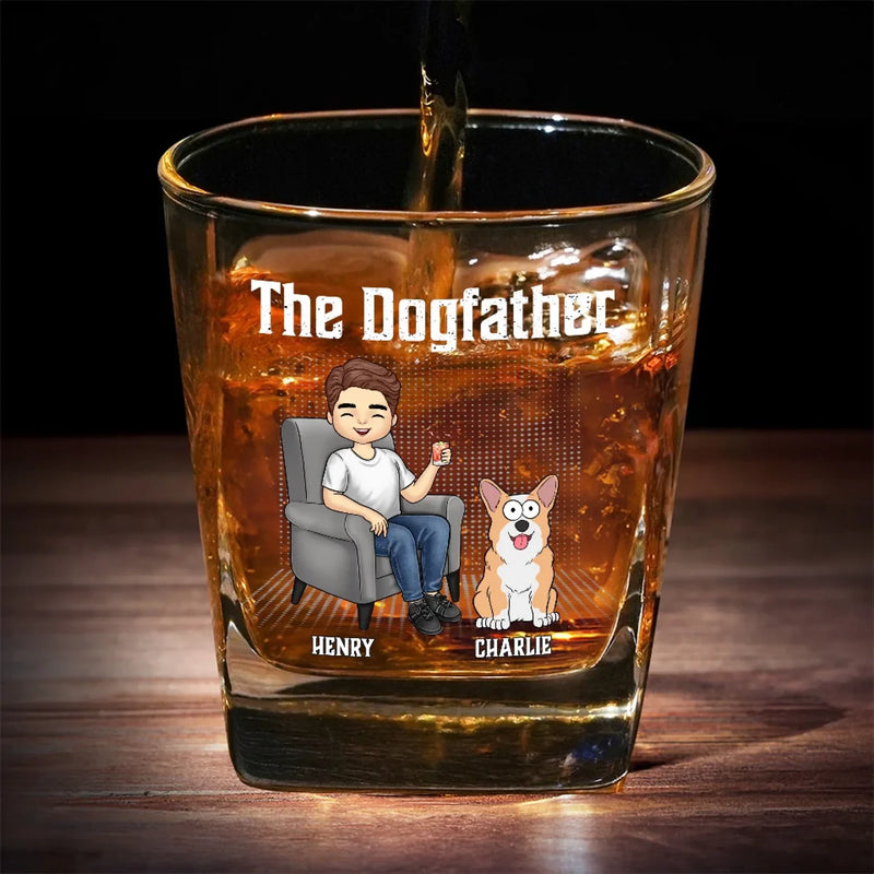 Together With Our Beloved Father - Dog & Cat Personalized Custom Square Whiskey Glass - Gift For Pet Owners, Pet Lovers
