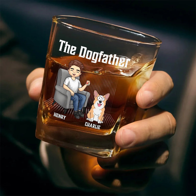 Together With Our Beloved Father - Dog & Cat Personalized Custom Square Whiskey Glass - Gift For Pet Owners, Pet Lovers