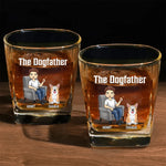 Together With Our Beloved Father - Dog & Cat Personalized Custom Square Whiskey Glass - Gift For Dad, Dog Lovers