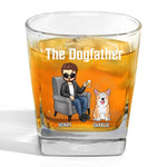 Together With Our Beloved Father - Dog & Cat Personalized Custom Square Whiskey Glass - Gift For Dad, Dog Lovers
