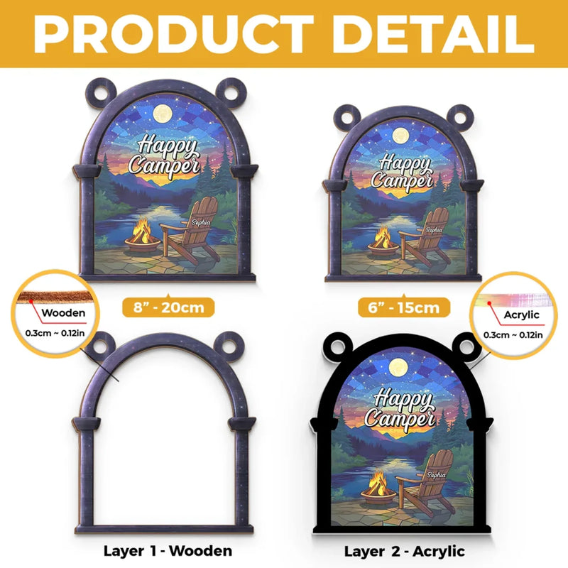 Bright Moon And Happy Me - Family Personalized Window Hanging Suncatcher - Gift For Yourself, Best Friends, Siblings, Family Members
