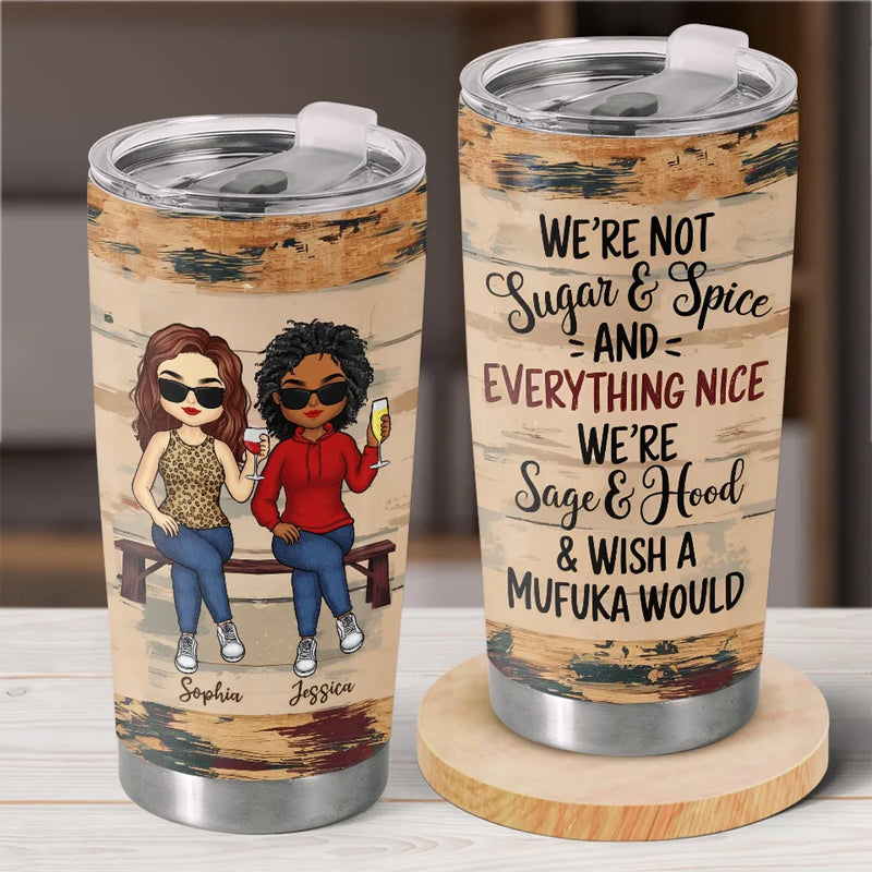 We’re Sisters Connected By Heart - Bestie Personalized Custom Tumbler -  Gift For Best Friends, BFF, Sisters