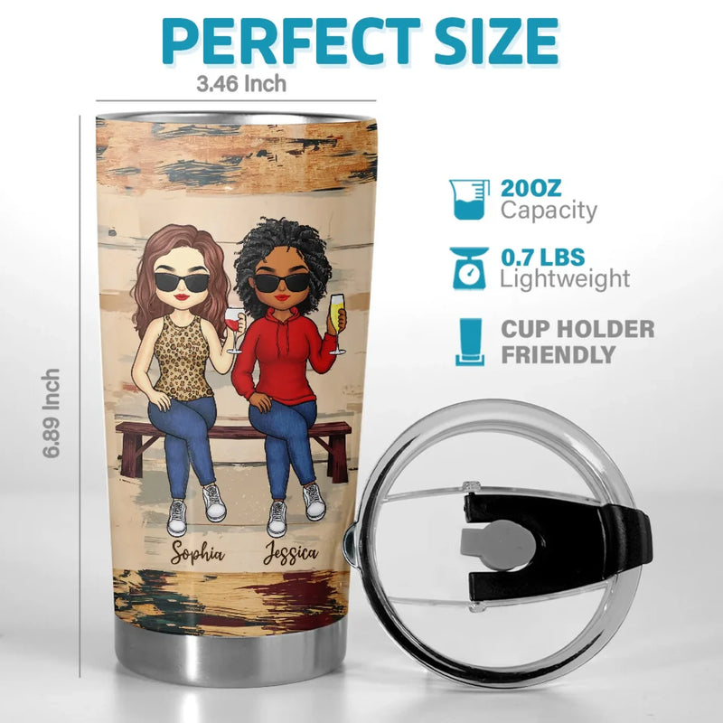 We’re Sisters Connected By Heart - Bestie Personalized Custom Tumbler -  Gift For Best Friends, BFF, Sisters
