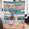 Life Is Better With A Wagging Tail - Dog Personalized Custom Blanket - Gift For Pet Owners, Pet Lovers