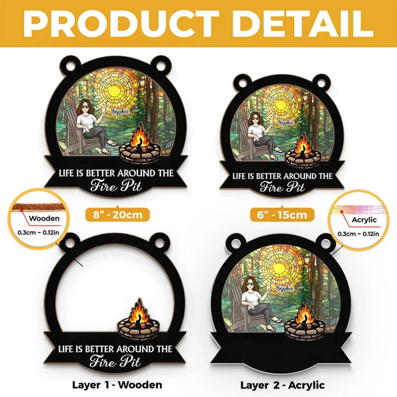 Campfire Nights, Endless Memories - Family Personalized Window Hanging Suncatcher Ornament - Gift For Yourself, Best Friends, Siblings, Family Members