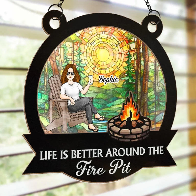 Campfire Nights, Endless Memories - Family Personalized Window Hanging Suncatcher Ornament - Gift For Yourself, Best Friends, Siblings, Family Members