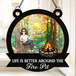 Campfire Nights, Endless Memories - Family Personalized Window Hanging Suncatcher Ornament - Gift For Best Friends, Campers, Fire Pit Lovers