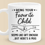 Fist Bumping Our Way Through Life, Together - Family Personalized Custom Mug - Gift For Mom, Daughter, Son