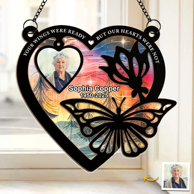Custom Photo In Loving Memory Of The Moments That Never Dim - Memorial Personalized Window Hanging Suncatcher Ornament - Sympathy Gift For Family Members