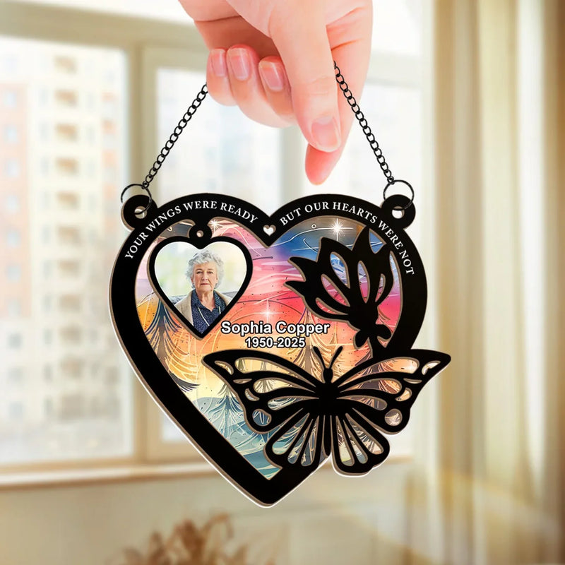 Custom Photo In Loving Memory Of The Moments That Never Dim - Memorial Personalized Window Hanging Suncatcher Ornament - Sympathy Gift For Family Members