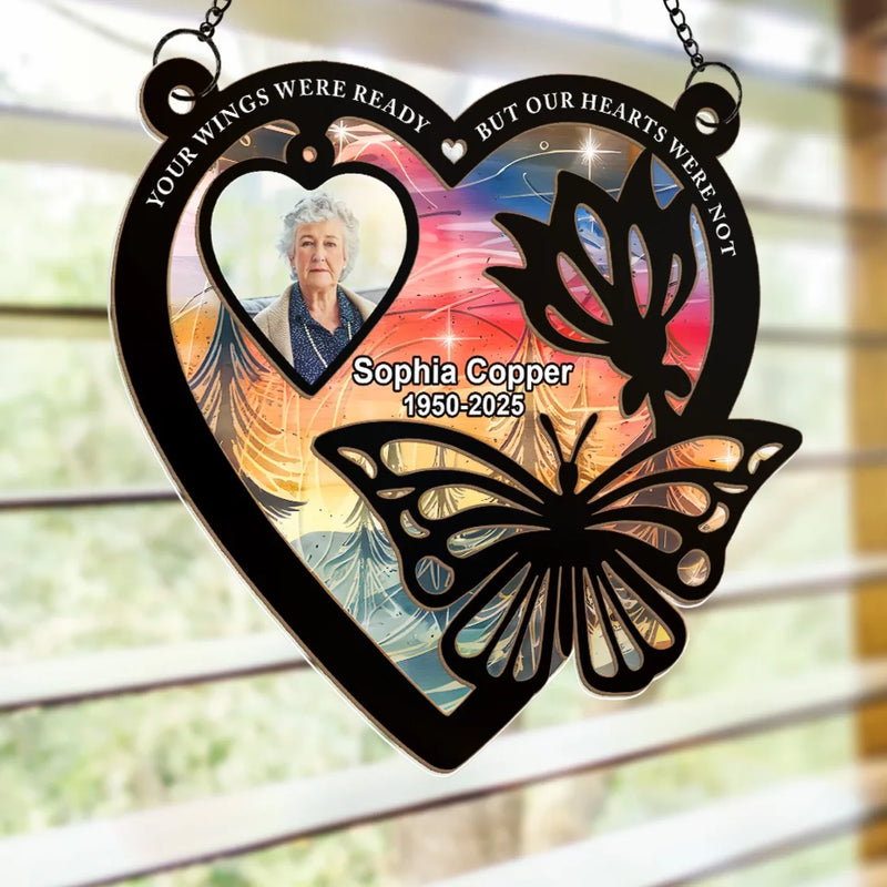Custom Photo In Loving Memory Of The Moments That Never Dim - Memorial Personalized Window Hanging Suncatcher Ornament - Sympathy Gift For Family Members