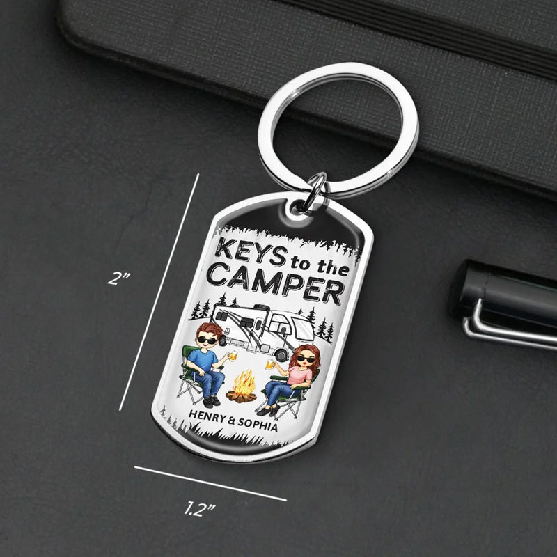 Unlock The Adventure With The Keys To The Camper - Camping Personalized Custom Keychain - Gift For Couple, Husband Wife, Camping Lovers