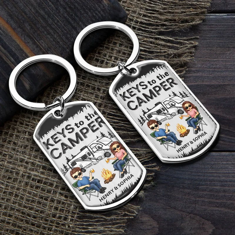 Unlock The Adventure With The Keys To The Camper - Camping Personalized Custom Keychain - Gift For Couple, Husband Wife, Camping Lovers