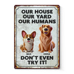 Dogs Don't Just Guard Houses, They Guard Hearts - Dog Personalized Custom Home Decor Metal Sign - House Warming Gift For Pet Owners, Pet Lovers