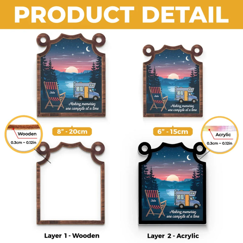 Camp More, Worry Less - Family Personalized Window Hanging Suncatcher - Gift For Yourself, Best Friends, Siblings, Family Members