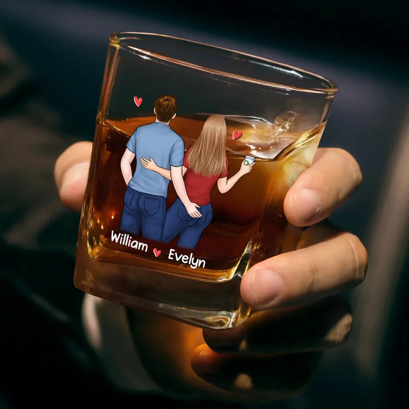 Forever Annoyingly In Love With You - Couple Personalized Custom Square Whiskey Glass - Gift For Husband Wife, Anniversary