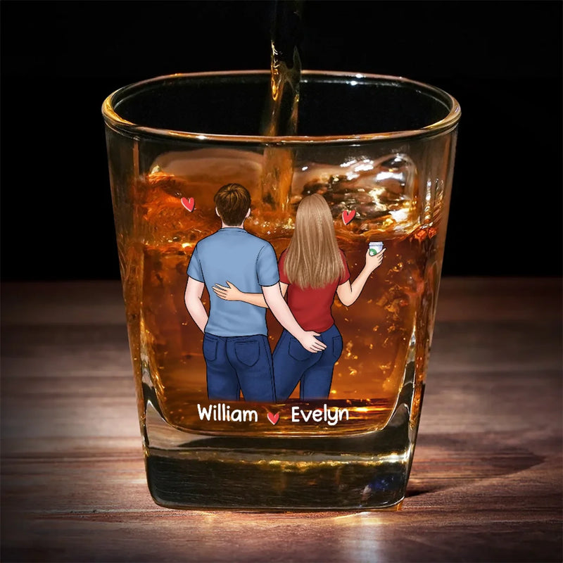 Forever Annoyingly In Love With You - Couple Personalized Custom Square Whiskey Glass - Gift For Husband Wife, Anniversary