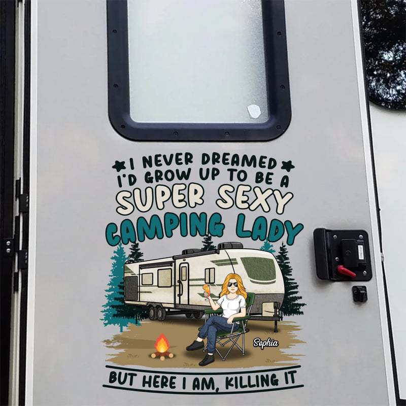 Work Hard, Camp Harder - Camping Personalized Custom RV Decal - Gift For Yourself, Best Friends, Siblings, Family Members, Camping Lovers