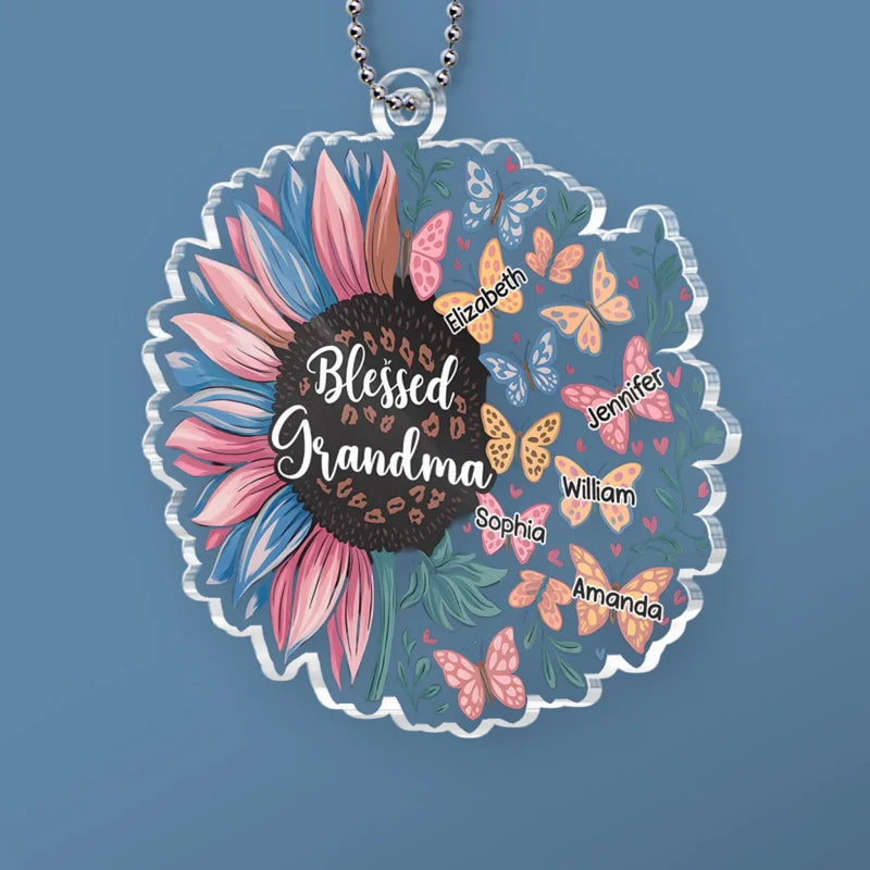Blessed To Be Called A Grandma - Family Personalized Custom Car Ornament - Acrylic Custom Shaped - Gift For Mom, Grandma