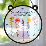 Seeds Of Love, Roots Of Joy - Family Personalized Window Hanging Suncatcher - Gift For Mom, Grandma