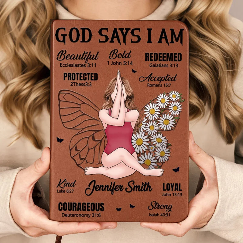 I Am Beautifully Made In God’s Image - Family Personalized Custom Leather Journal - Gift For Yourself, Best Friends, Siblings, Family Members