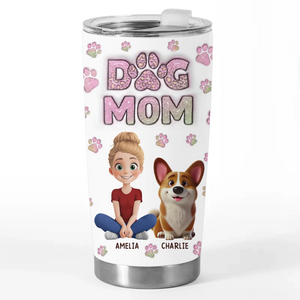 Fur Mom, Forever Loved - Dog & Cat Personalized Custom 3D Inflated Effect Printed Tumbler - Gift For Pet Owners, Pet Lovers