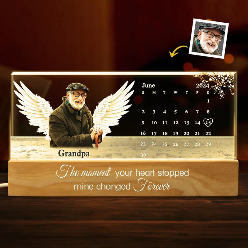 Custom Photo The Heart That Loves Never Forgets - Memorial Personalized Custom Acrylic Block 3D LED Night Light - Sympathy Gift For Family Members