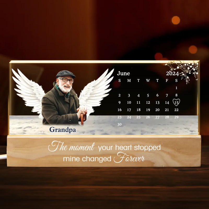 Custom Photo The Heart That Loves Never Forgets - Memorial Personalized Custom Acrylic Block 3D LED Night Light - Sympathy Gift For Family Members