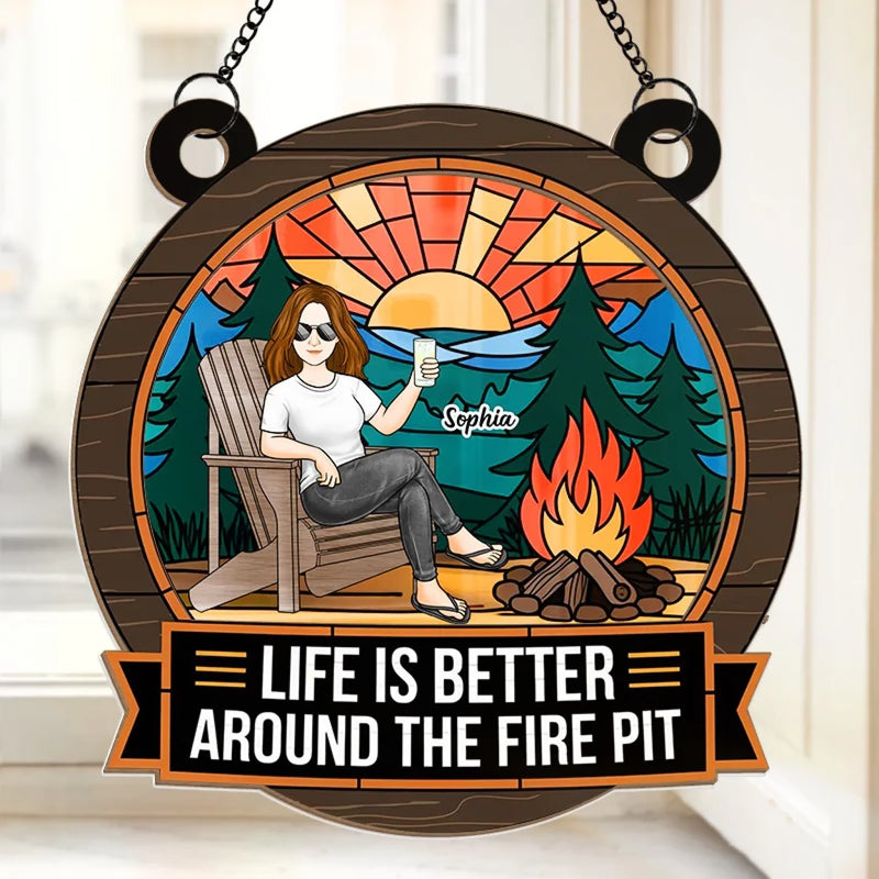 Heat Of The Fire, Peace Of The Night - Family Personalized Window Hanging Suncatcher Ornament - Gift For Yourself, Best Friends, Siblings, Family Members