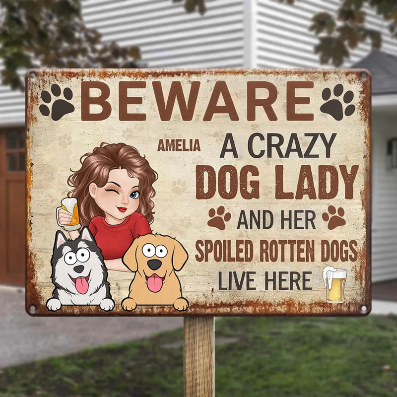 Because Every Pet Lover Deserves A Little Humor - Dog Personalized Custom Home Decor Metal Sign - House Warming Gift For Pet Owners, Pet Lovers