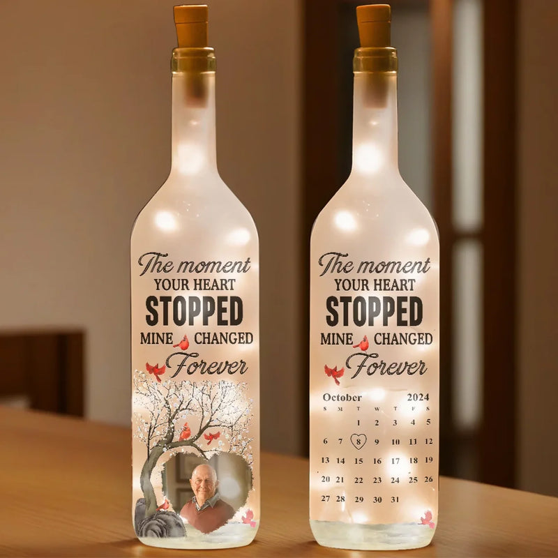 Custom Photo Though You’re Gone, Your Love Remains - Memorial Personalized Custom Bottle Lamp - Sympathy Gift For Family Members