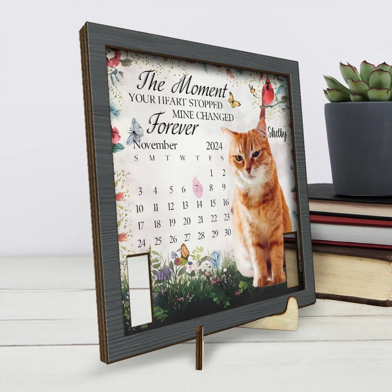 Custom Photo The Moment Your Heart Stopped, Mine Changed Forever - Memorial Personalized Custom Pet Loss Sign, Collar Frame - Sympathy Gift For Pet Owners, Pet Lovers