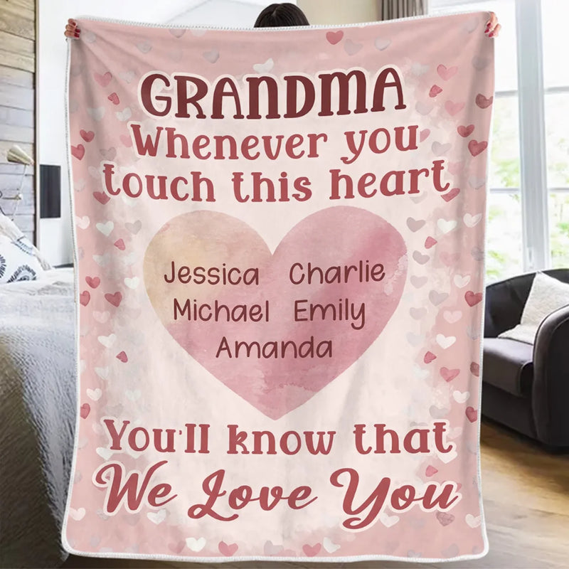 Grandma’s Love Is Forever In My Heart - Family Personalized Custom Blanket - Gift For Mom, Grandma